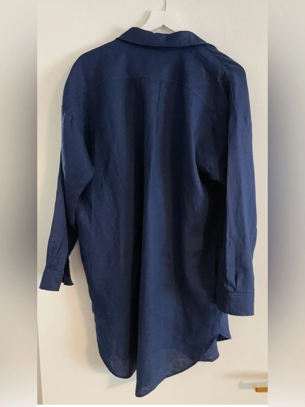LOFT Navy Long Button-Front Swim Cover-Up size large